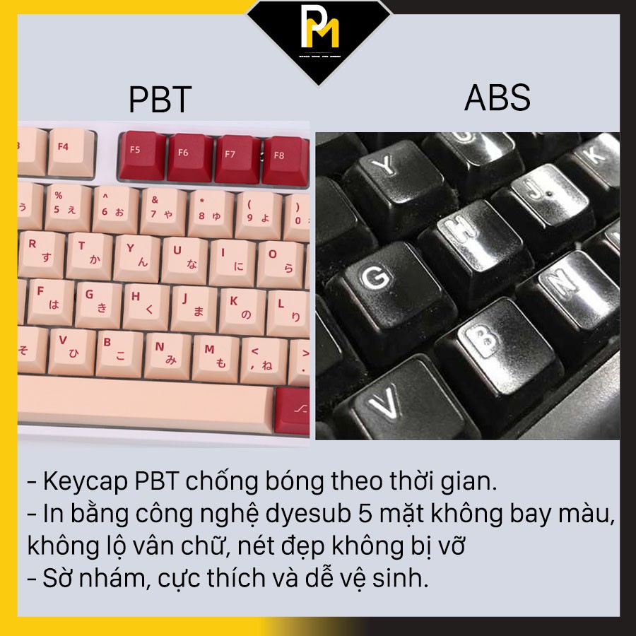 Keycap PBT Daling Song Ngữ in 5 mặt sublimation cao cấp 129 phím của PCmaster