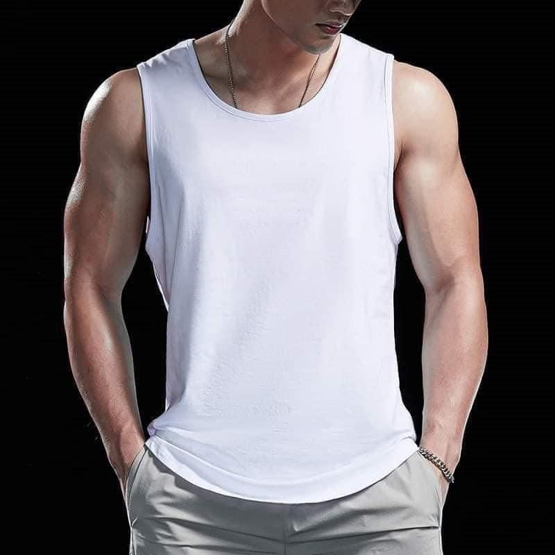Áo ba lỗ nam tập gym basic, kiểu áo tanktop nam sát nách cực đẹp, chất liệu thun lạnh cotton co giãn 4 chiều - AT200