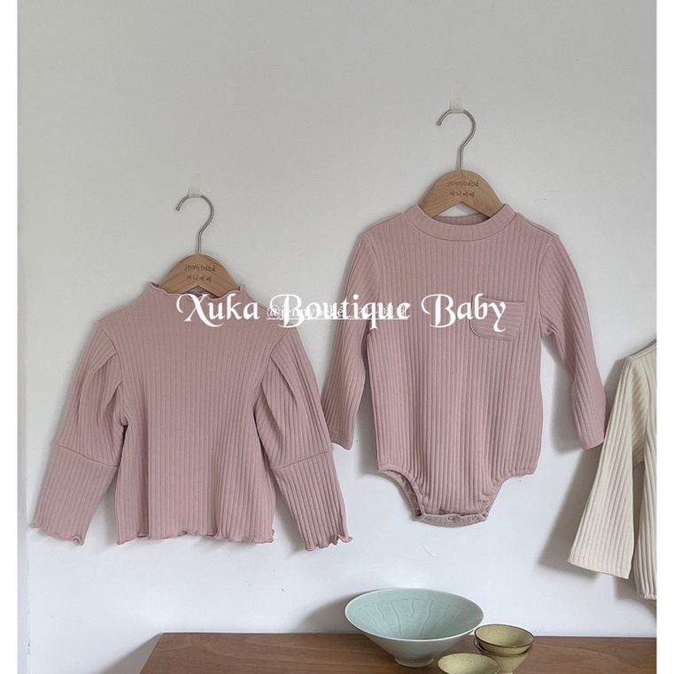 Bodysuit Dài Tay Đáp Túi Ngực Bé Trai Bé Gái (6-15kg) Chất Co Giãn Mềm Mịn Dày Dặn Hãng Jennybebe Cao Cấp [ảnh Thật]
