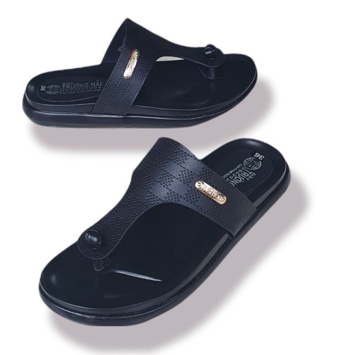 Dép xỏ ngón nữ thời trang Trường Hải màu đen đế siêu nhẹ cao 2,5cm N145