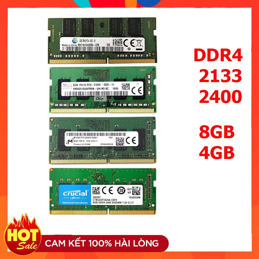 Ram laptop DDR4 8GB 4GB bus 2133 2400 Samsung / Hynix / Micron / Kingston...