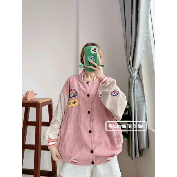 Áo khoác Nhung Gân Cầu Vồng Deep end 💖FREESHIP💖 Áo Bomber Jackets Đủ Màu - Unisex Khoác Nhung Nam Nữ Couple Mặc