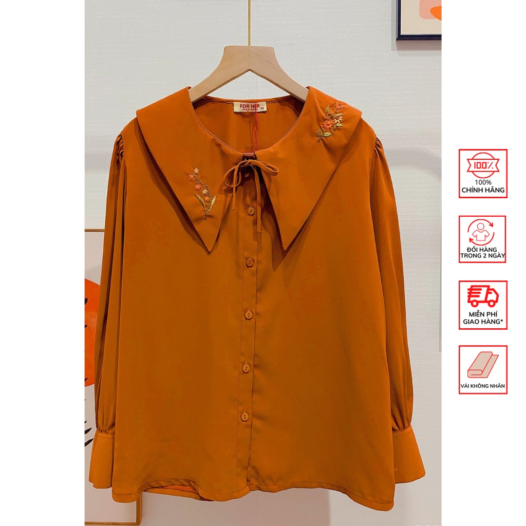 Áo Cổ Nhọn FOR HER Hoa Thêu AO0616