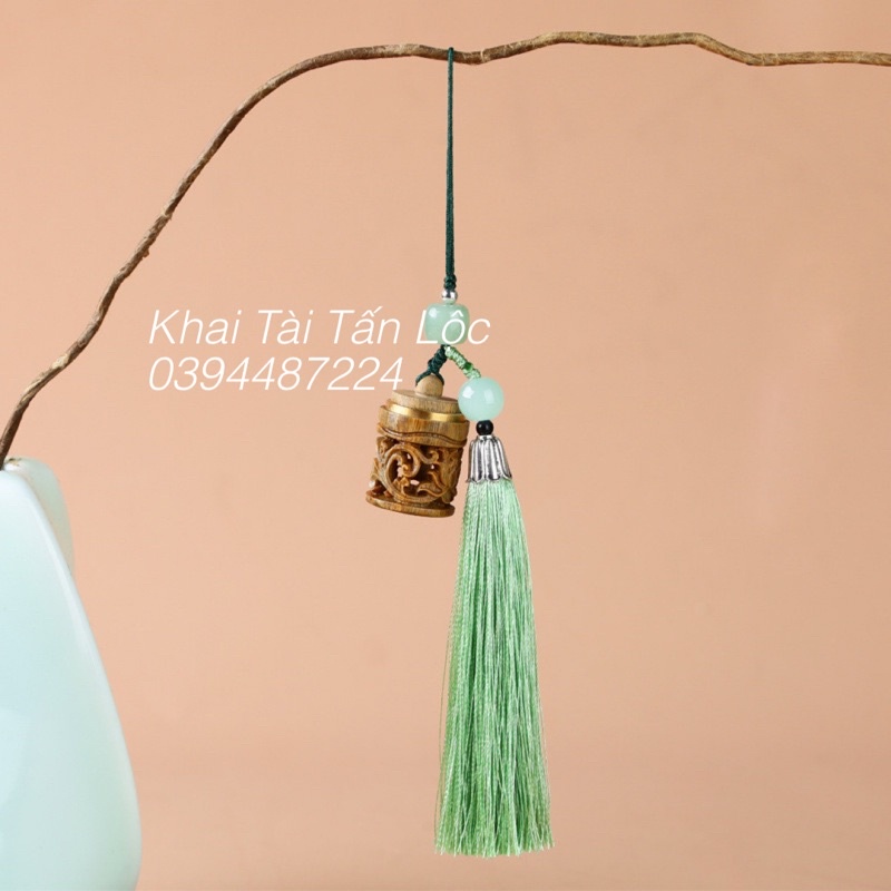 Dây treo , túi hương có đèn gỗ đàn hương phong thủy gắn điện thoại , treo xe