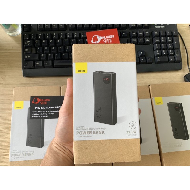 Sạc dự phòng Baseus Adaman Metal Digital Display Quick Charge, sạc nhanh 22.5W (QC3.0/ PD3.0) chính hãng BH 12 tháng
