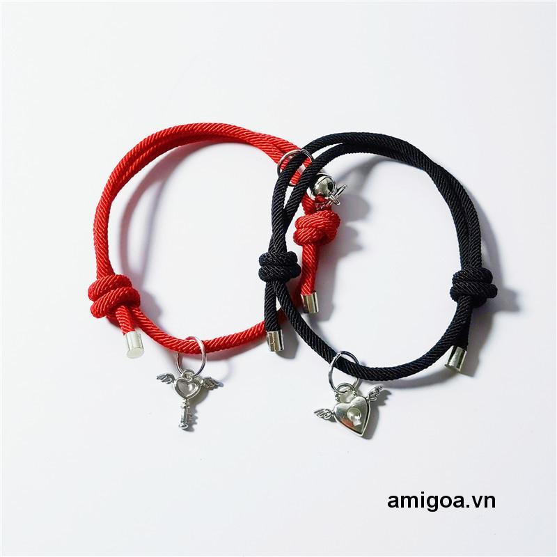 ✨✨Vòng tay đôi nam châm CHÌA KHÓA Ổ KHÓA couple nam nữ vòng cặp dây rút