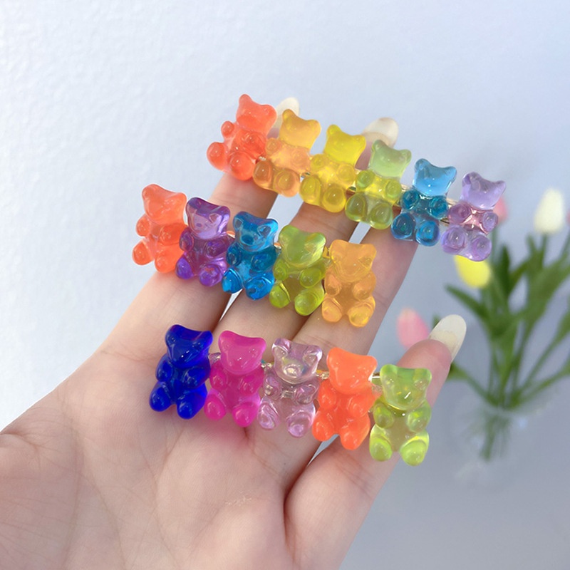 Kẹp Tóc Nhiều Màu Sắc Họa Tiết Gấu Hoạt Hình Dễ Thương Cho Nữ