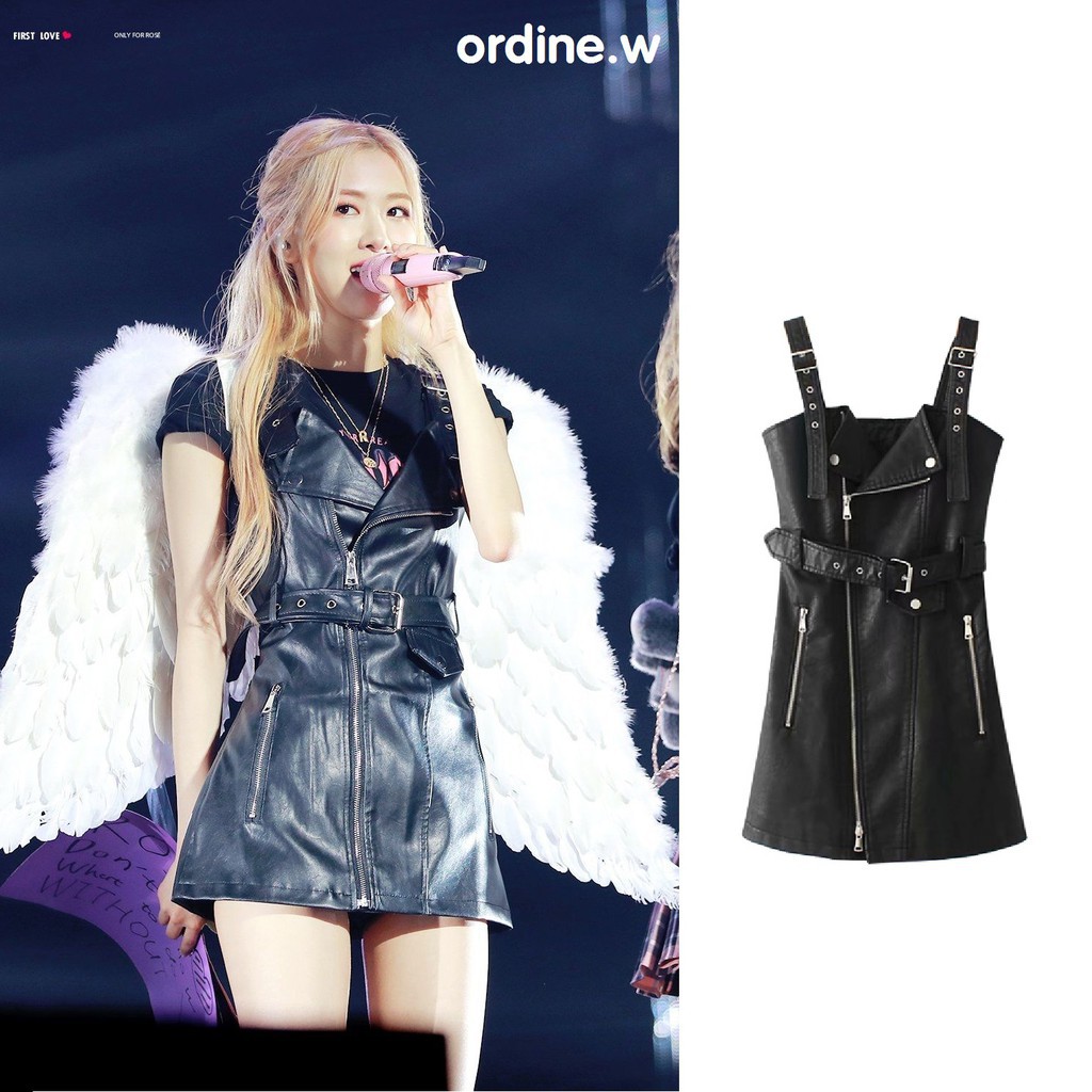 ORDER_yếm da kéo khóa thắt đai BLACKPINK Rose, KARD Jiwoo