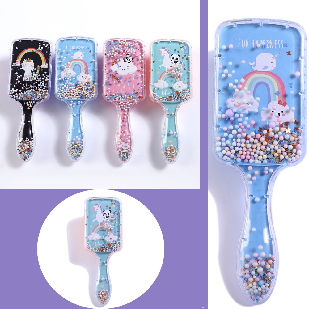 [Hàng mới về] Lược Chải Tóc Mát Xa Da Đầu Bằng Nhựa Trong Suốt Thiết Kế Túi Khí Đa Năng