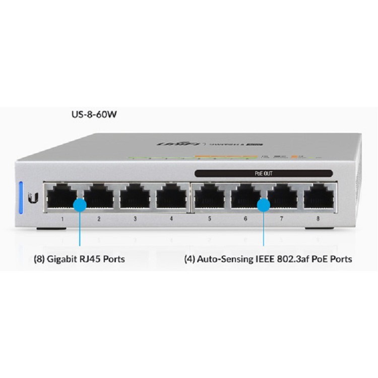 Thiết bị Switch Gigabit PoE 8 port Unifi US-8-60W - Hàng chính hãng