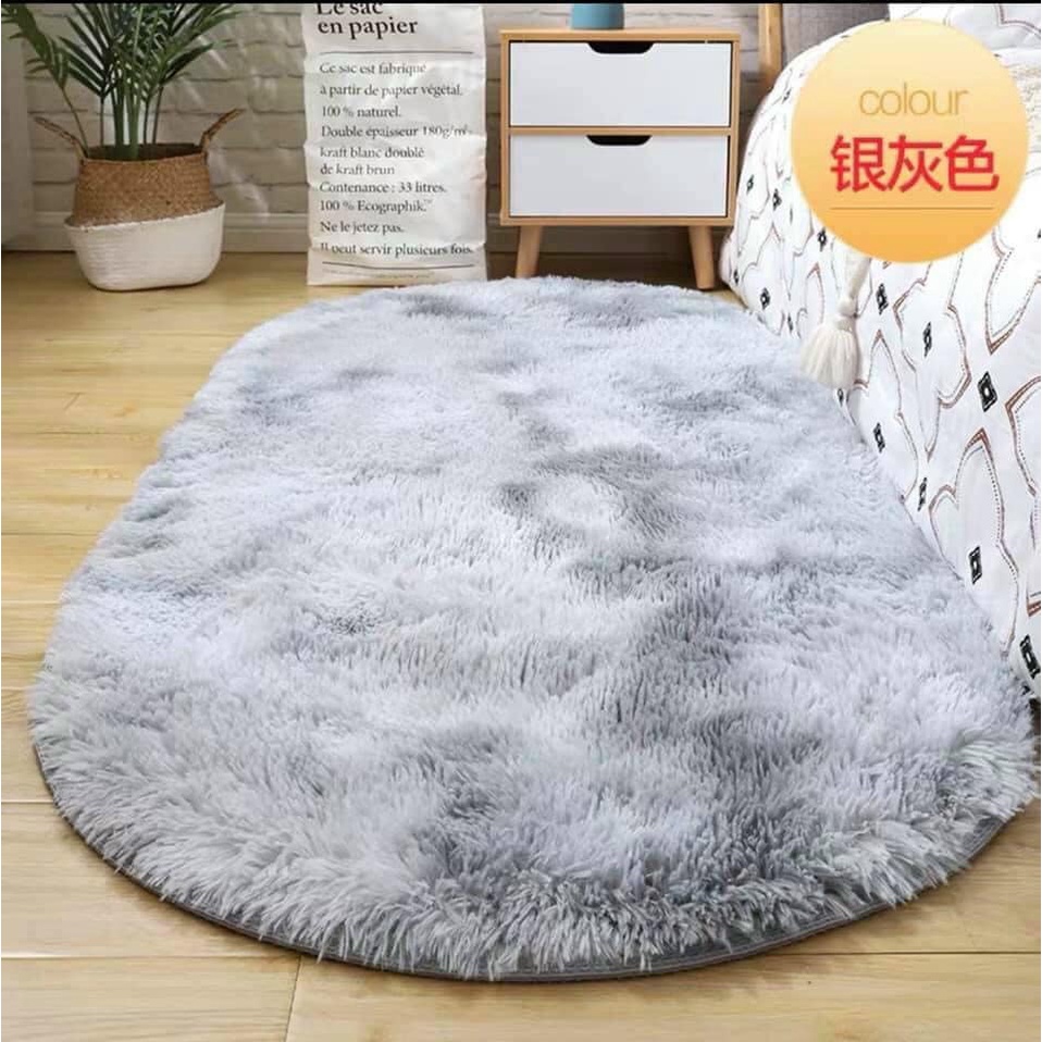 Thảm Lông Trải Sàn Hình Oval - Size 1mx1m6 - Có đế chống trượt