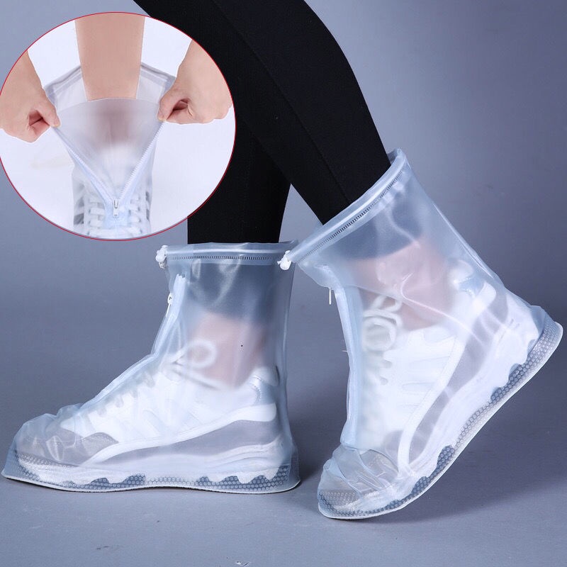 Vỏ Bọc Giày Đi Mưa Bằng Nhựa PVC Dày Chống Trượt Không Thấm Nước Tái Sử Dụng
