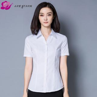 Áo sơ mi trắng ngắn tay phong cách Hàn Quốc thanh lịch thời trang dành cho nữ