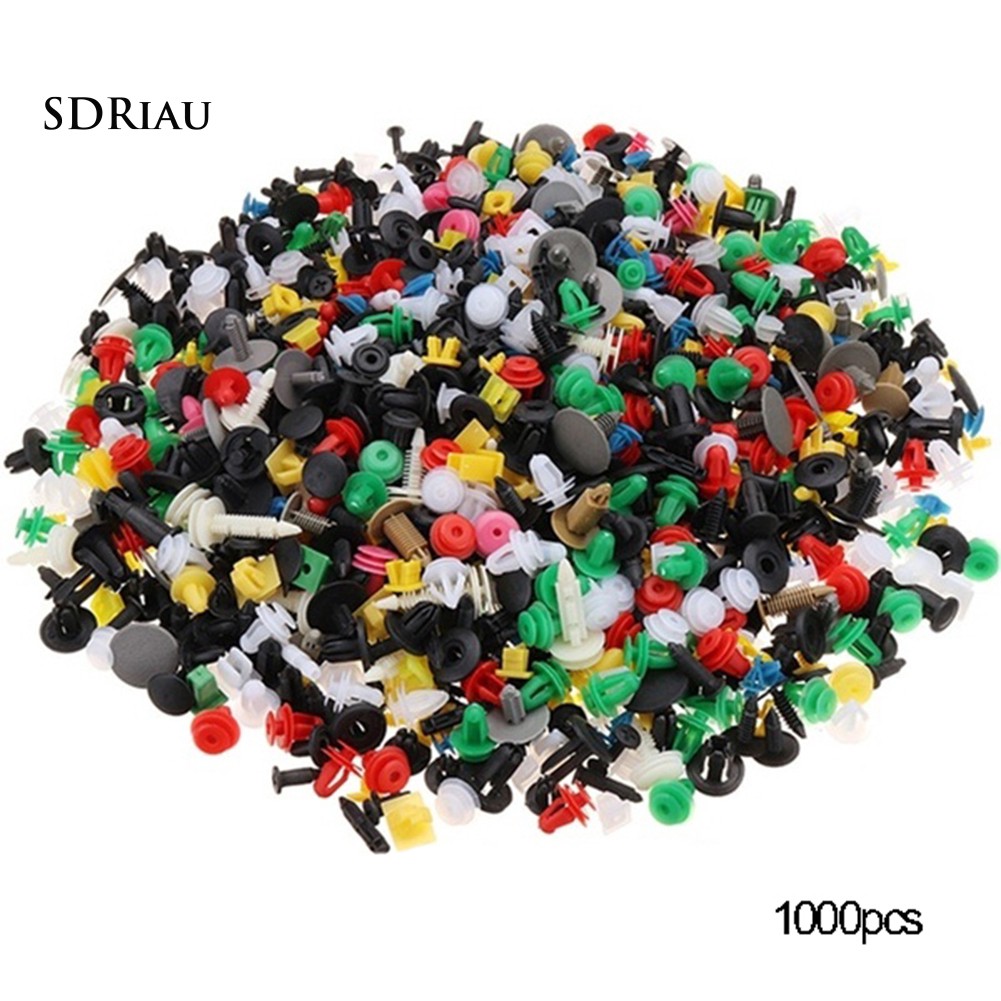 Gói 1000 chốt đinh tán xe hơi bằng nhựa thiết kế đa dạng kèm tua vít chuyên dụng