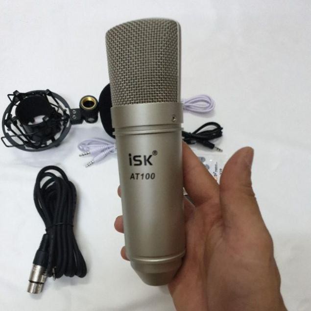 bộ míc hát thu âm livestream karaoke online micro isk at100 card v10 có điều khiển