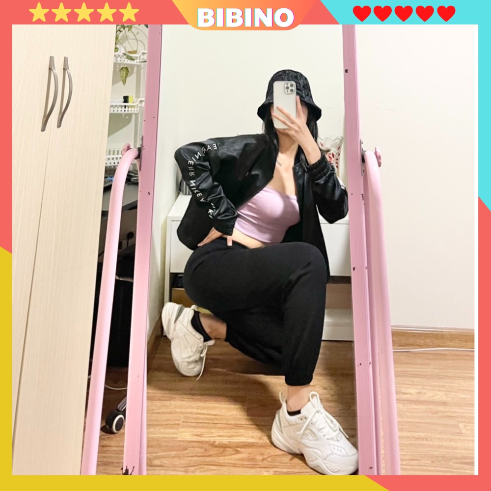 Quần jogger nỉ nữ ống rộng bigsize trơn basic mặc nhà form rộng vải da cá mềm mịn ullzzang thể thao hàn quốc BIBINO