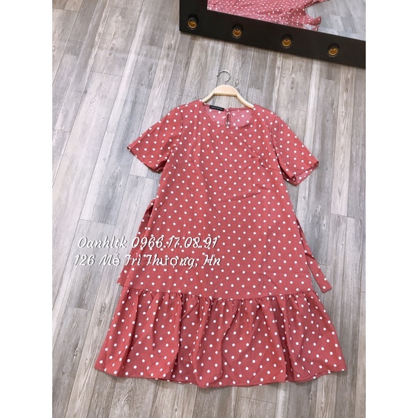 ĐẦM BẦU CHẤM BI THẮT EO SIÊU XINH -[ ẢNH THẬT SHOP CHỤP 100%] SALE 195K