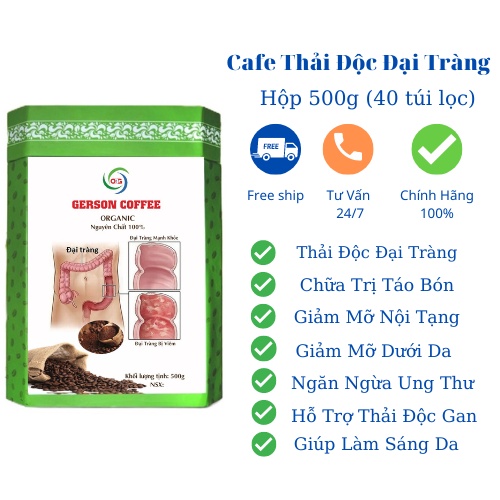 Cafe thải độc đại tràng, bộ thải độc cà phê GERSON COFFEE Dạng Túi Lọc