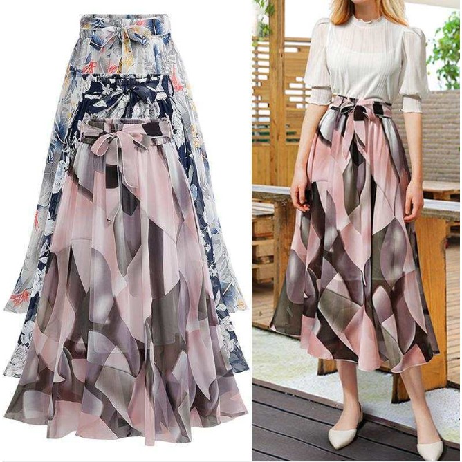 Chân váy voan mềm tung bay phong cách Vintage Châu Âu VAY66 free size
