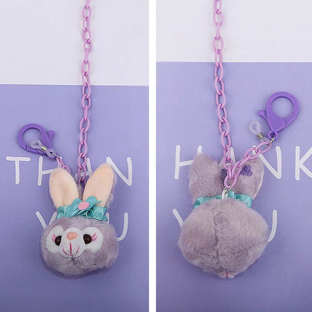Dây Đeo Mắt Kính Chống Thất Lạc Bằng Acrylic Phối Lông Thỏ Hoạt Hình Dễ Thương Cho Nữ VANES1