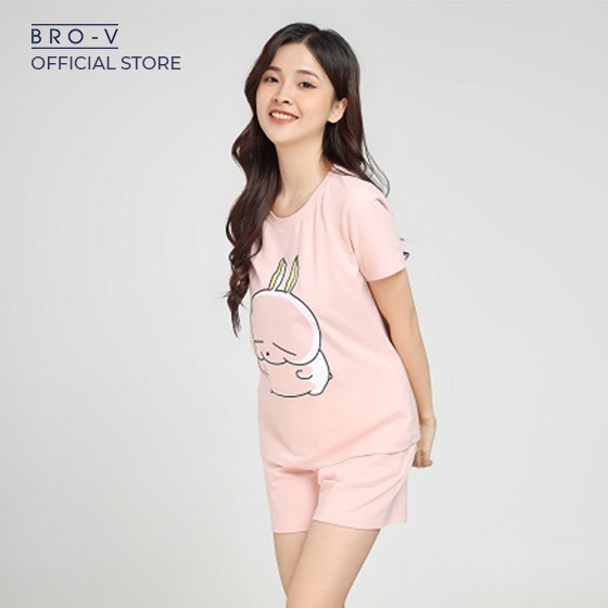 Bộ quần áo nữ quần đùi và áo cộc tay in hình Bro - V BBSW21087