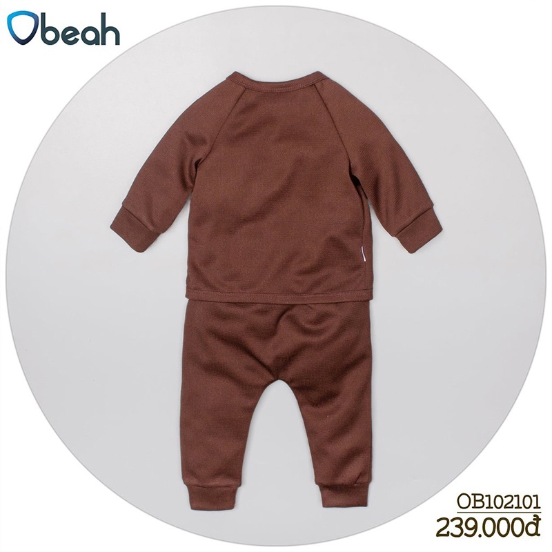 đồ bộ cho bé, set bộ kèm mũ màu Socola chất liệu cotton tổ ong Fullsize 59 đến 90 cho bé yêu từ 0 đến 24 tháng