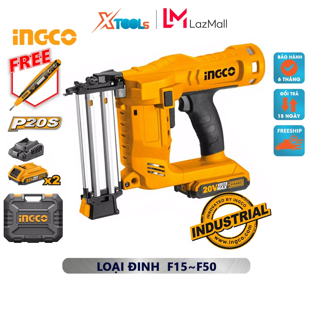 Súng bắn đinh dùng pin INGCO CBNLI2002 | dụng cụ bắn đinh điện áp 20V tốc độ di chuyển 2,5 đinh/giây[CHÍNH HÃNG][XTOOL]