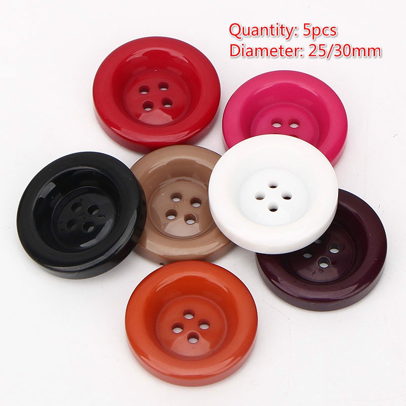 Bộ 5 Nút Áo Tròn Màu Sắc Ngọt Ngào 25 / 30mm