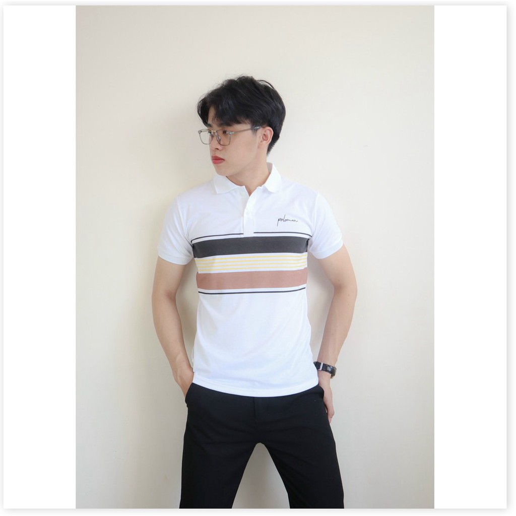 Áo thun cổ trụ ngắn tay kẻ ngang hoạ tiết cực đẹp KME FASHION