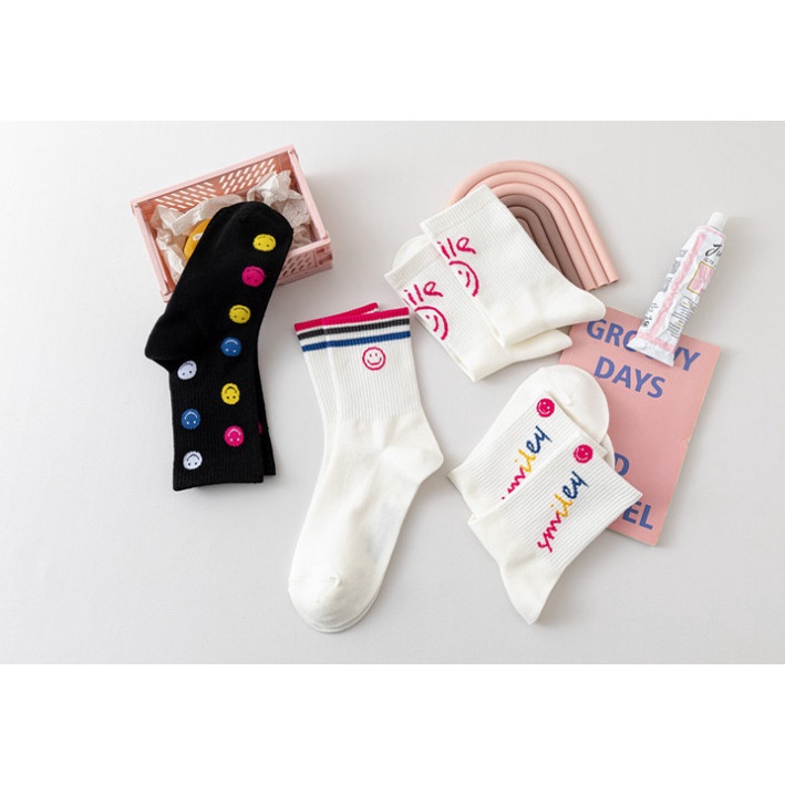 Vớ Tất cao cổ mặt cười hồng Nam Nữ siêu dễ thương và xinh xắn