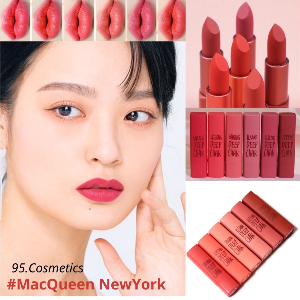 Son Lì #01 Pink Red, MacQueen NewYork Dưỡng Ẩm, Lâu Trôi, Mềm Mịn Mướt, Air Deep Kiss Lipstick