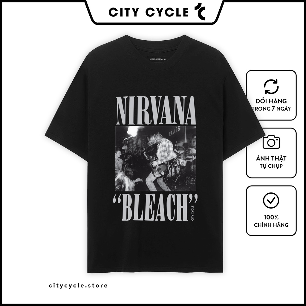 Áo thun nam nữ Nirvana Bleach City Cycle - Áo thun tay lỡ Unisex form rộng Local Brand