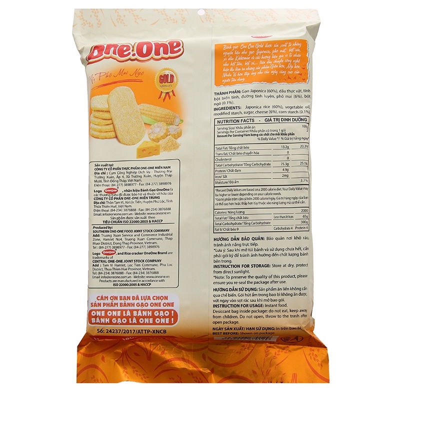 Bánh gạo vị phô mai ngô One One gói 118g