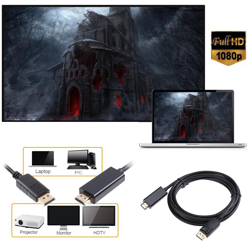 【Rememberme】3m 1080P Displayport to HDMI Adapter DP to HDMI Converter Video Audio Cable #LK