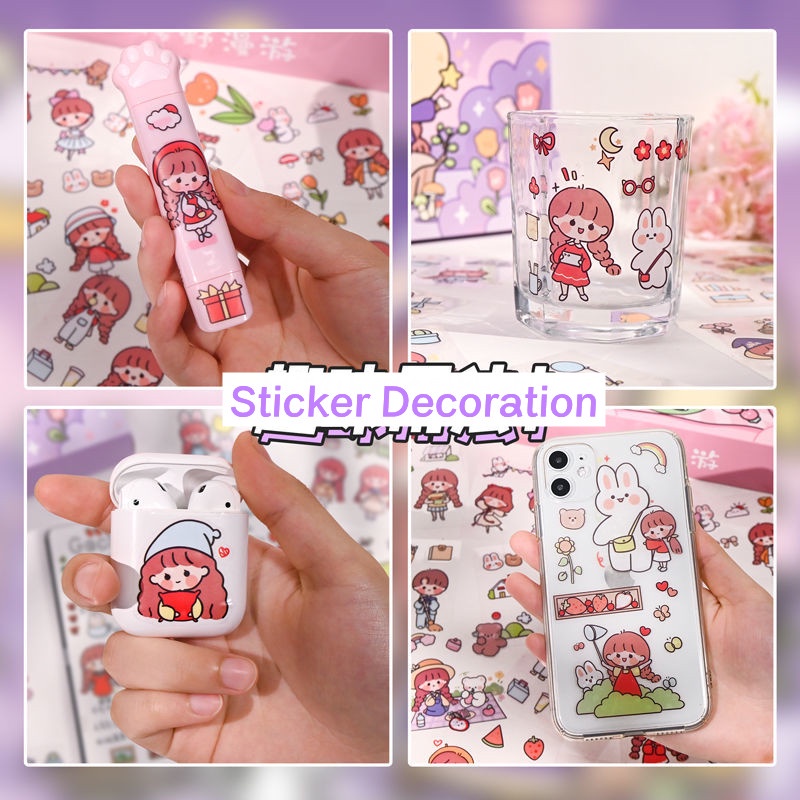 Sticker Cute 100 Tấm PET Tape Giấy Nhớ Set  Hộp 100 Tấm Sticker Hình Dán Công Chúa  Sitker Trang Trí Sổ Tay
