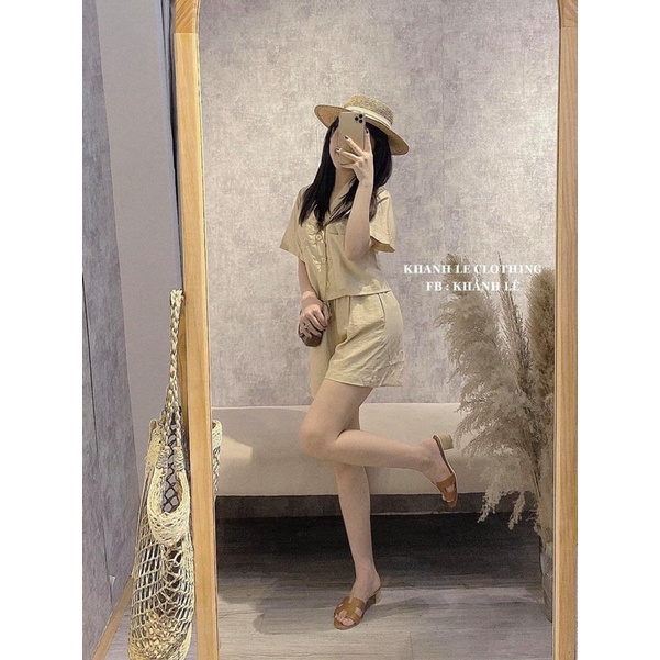 set đũi cổ vest dáng ngắn