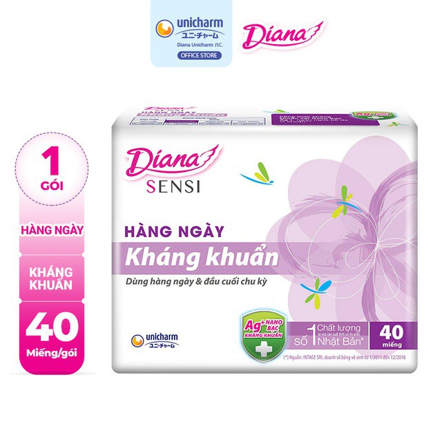 Băng vệ sinh Diana Sensi hàng ngày kháng khuẩn 20+2 miếng/gói