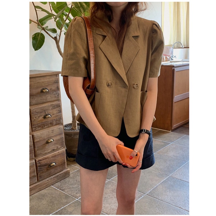 Áo blazer - áo vest tay lửng dáng ngắn nâu tây hè, thu | BigBuy360 - bigbuy360.vn