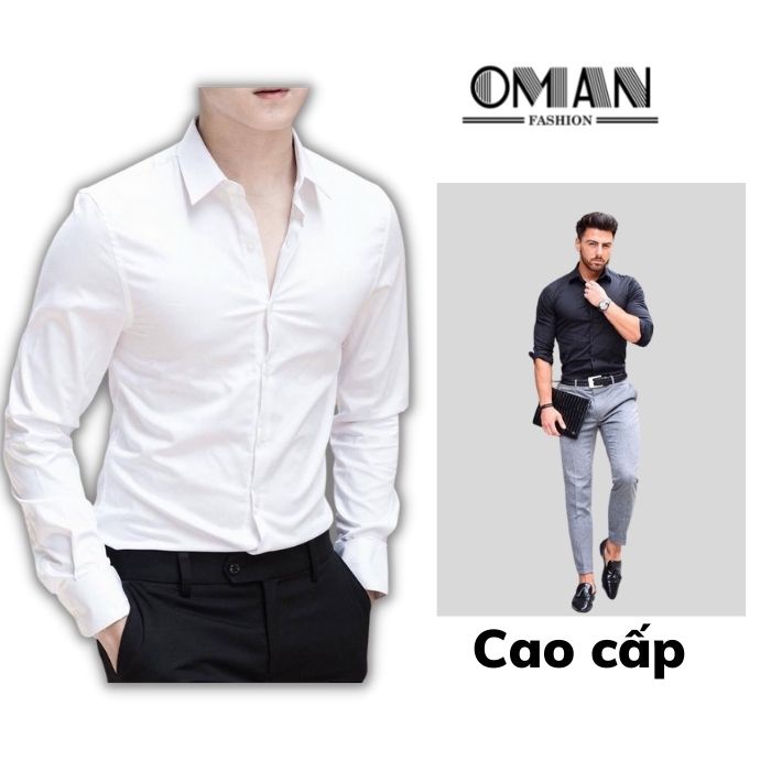 Áo sơ mi nam cao cấp dài tay l Kiểu Dáng Công Sở Chất Cotton Lụa Mịn - OMAN