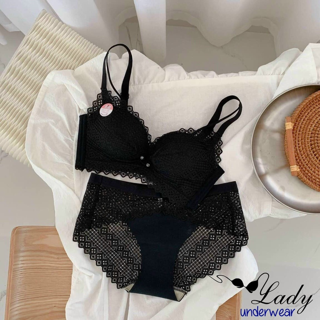 Set đồ lót không gọng siêu nâng , áo ngực tạo khe ren sexy 6511