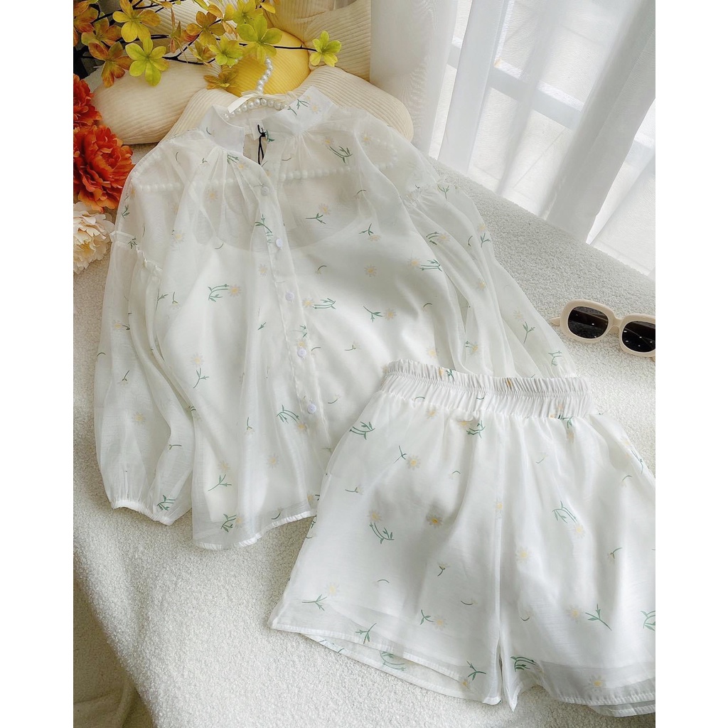 Set áo voan hoa + Quần có lót trong trẻ trung HQ Rowena DS19