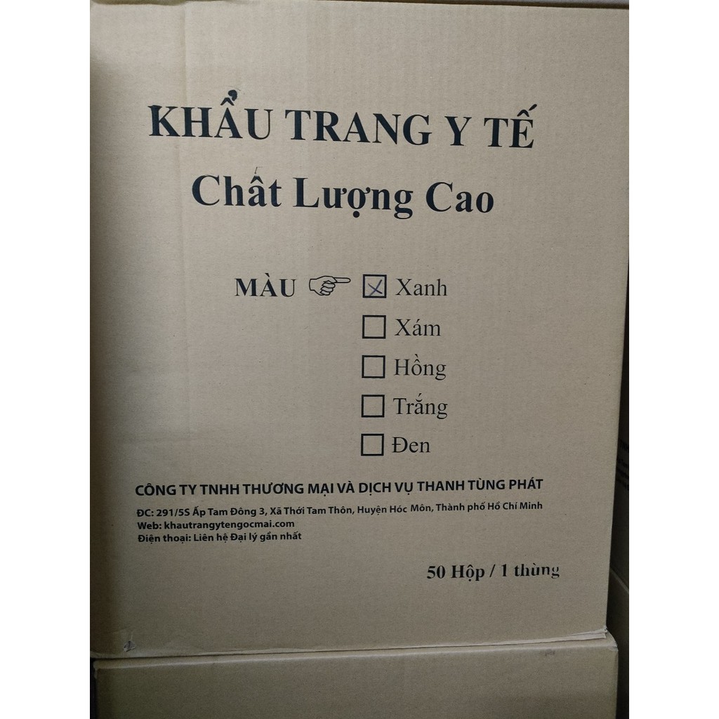 1 Thùng Khẩu Trang Y Tế Chất Lượng Cao 4 Lớp Ngọc Mai Màu Xám, Trắng, Xanh, Đen, Hồng
