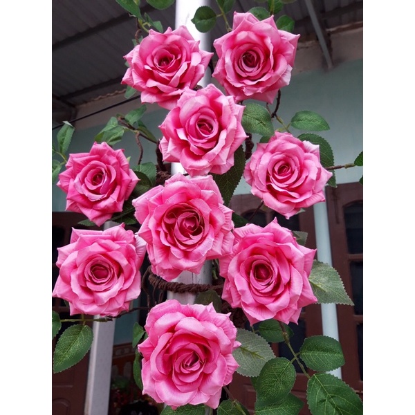 Dây hồng leo giả dây leo tường decor trang trí