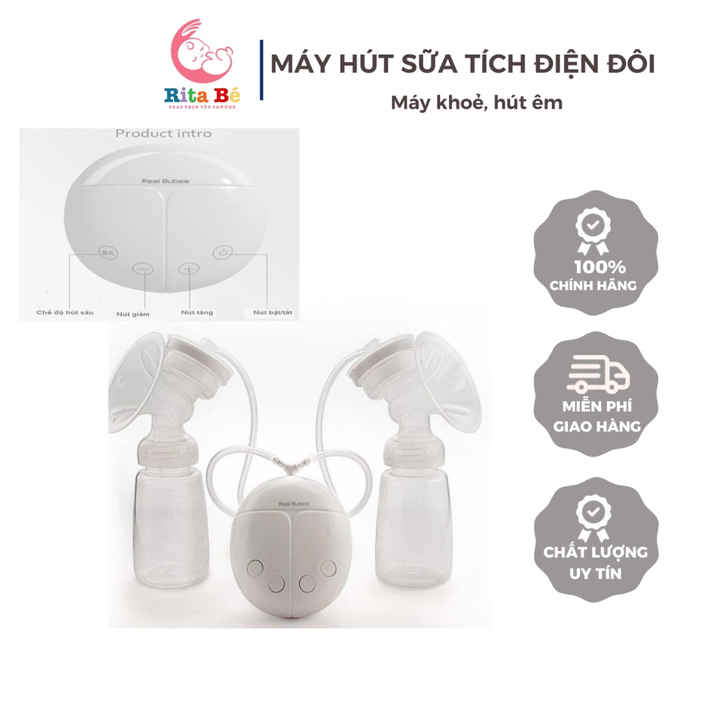 Máy hút sữa điện đôi Real Bubee - Máy khoẻ, hút êm