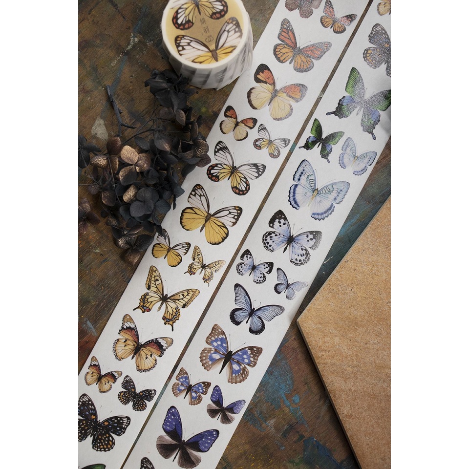 Meohime 𓃠Hãng Loidesign - Băng dán washi tape cổ điển vintage butterfly