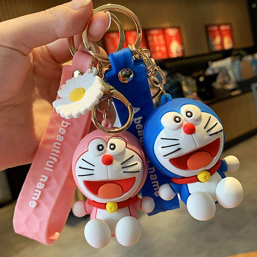 LANFY Móc Chìa Khóa Xe Hơi Bằng Silicon Hình Doraemon Sáng Tạo