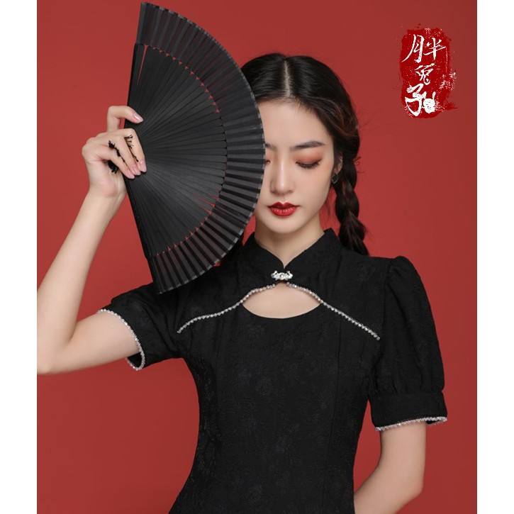 Sườn xám 2021 - sườn xám đen HOT summer 2021