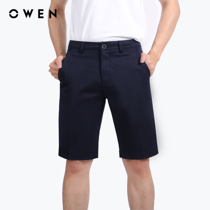 Quần short Nam Owen Cotton Slim Fit Navy - SK220258