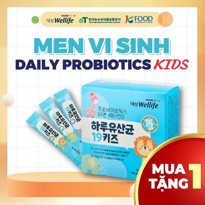 Men vi sinh Daily probiotics 19 kids Hàn Quốc DAESANG WELLIFE 2g x 60 gói