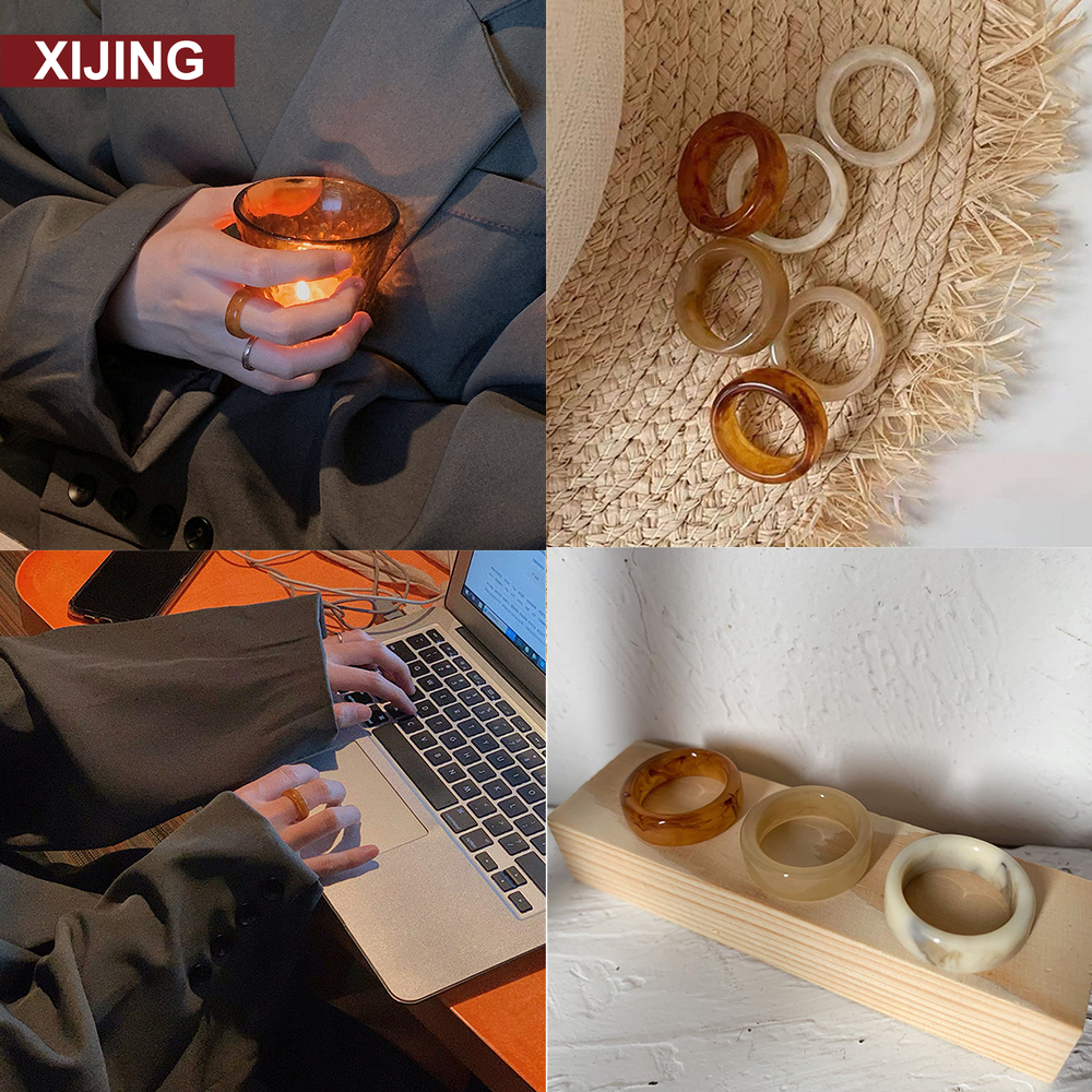 Nhẫn đeo tay mai rùa hình tròn bằng nhựa resin thời trang cho nữ